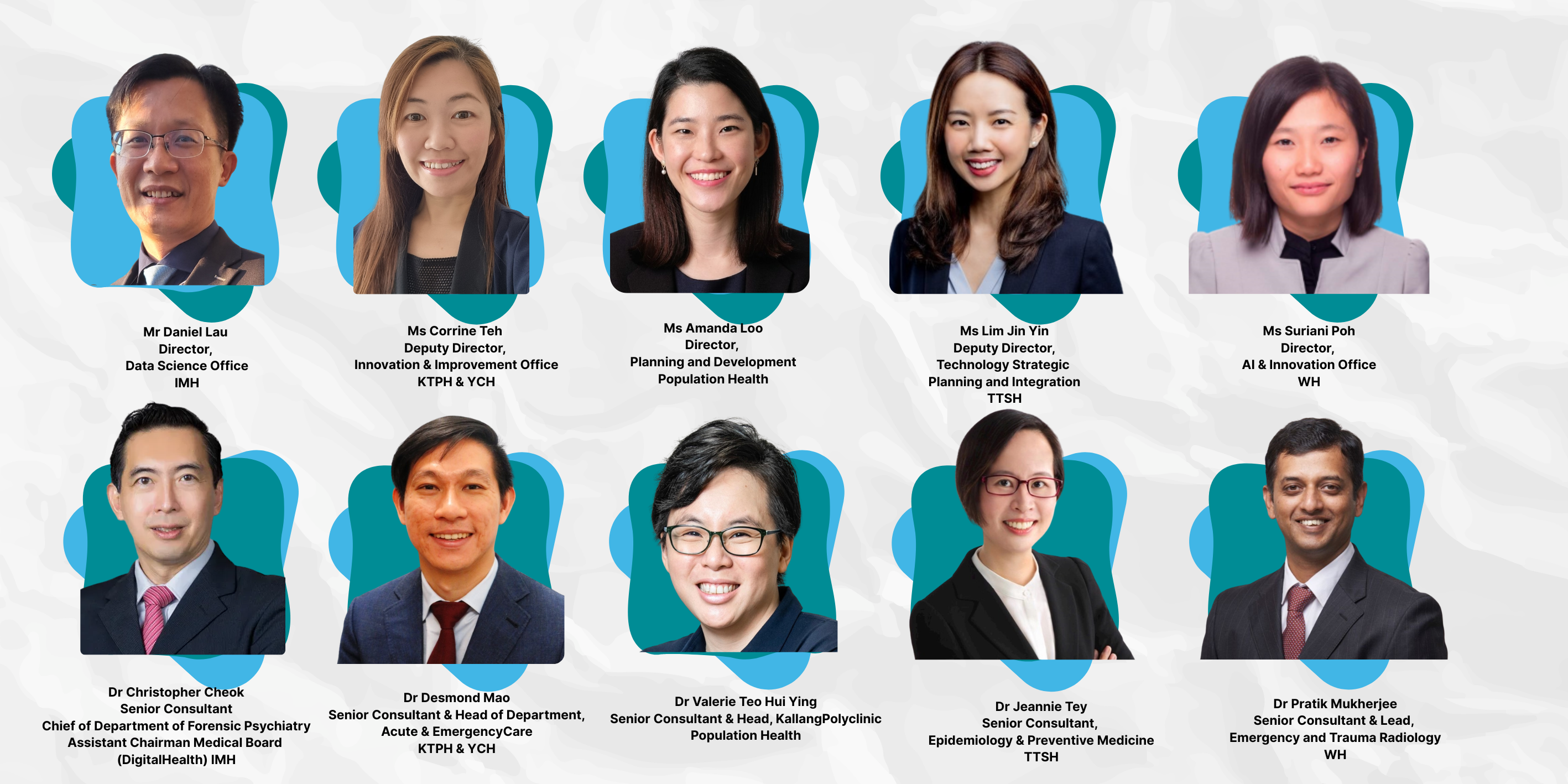 A group photo of clinical and admin leads with titles and affiliations, divided into two rows under the heading "Our Campus Leads".